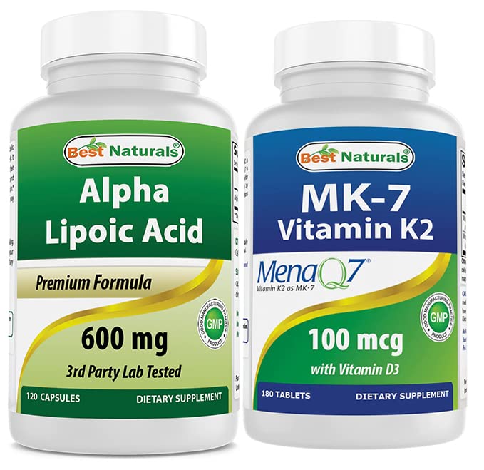 Bästa Naturals Alpha Lipoic Acid 600 mg & Vitamin K2 (MK7) med D3