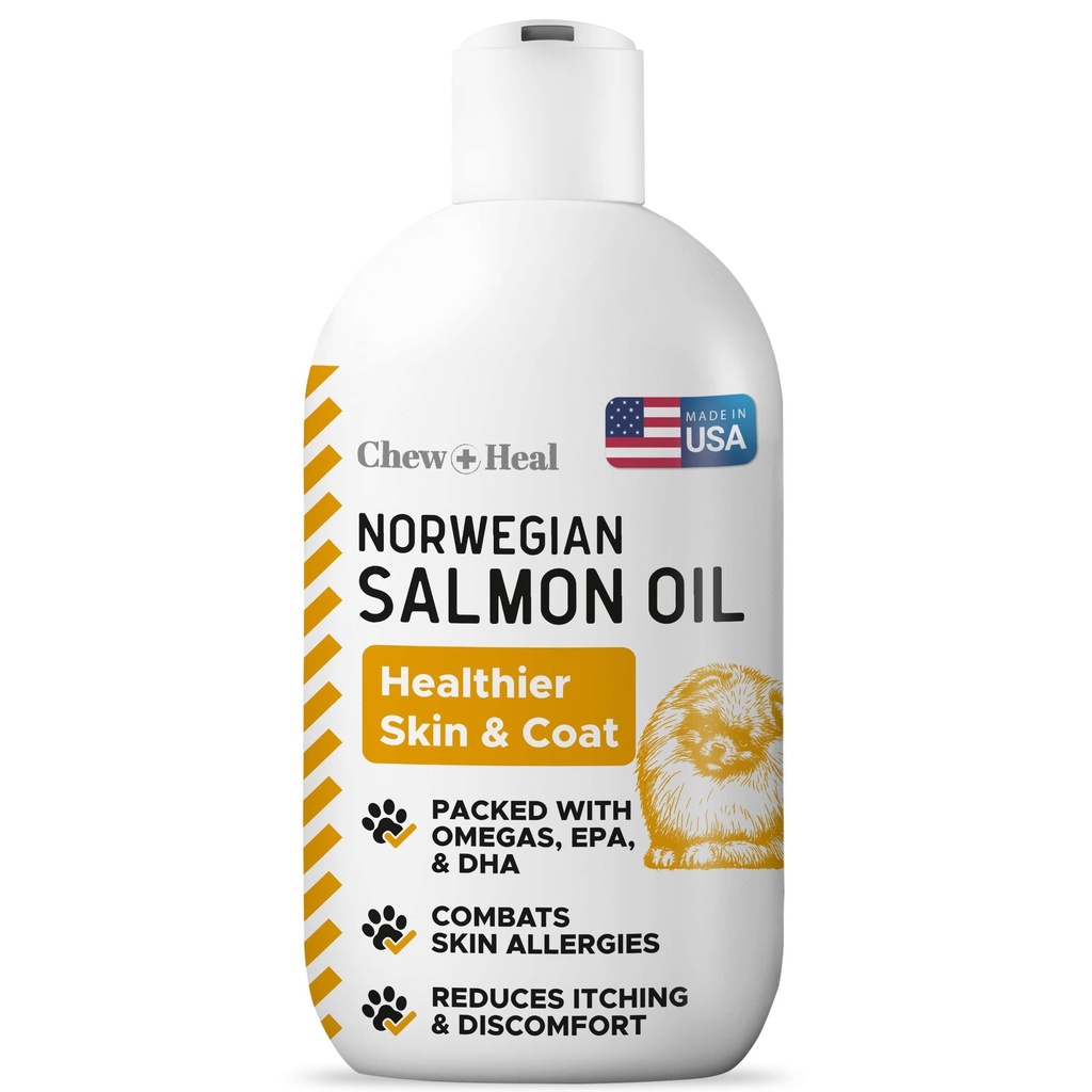 Lohiöljy koirille - Premium Fish Oil for Skin and Coat Health - Omega 3 täydennysosa - Tukee kutiava iho - 8 oz Liquid - Norwegian Dog Salmon Oil - Essential Dog Supplement