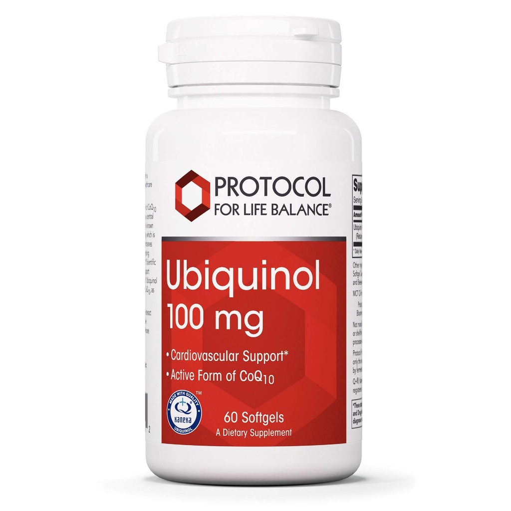 Protocol for Life Balance - Ubiquinol 100 mg - Kardiovaskulaarinen tuki aktiivinen muoto CoQ10, tukee energian tuotantoa, sydänterveys, antioksidantti aktiivisuus - 60 Softgels