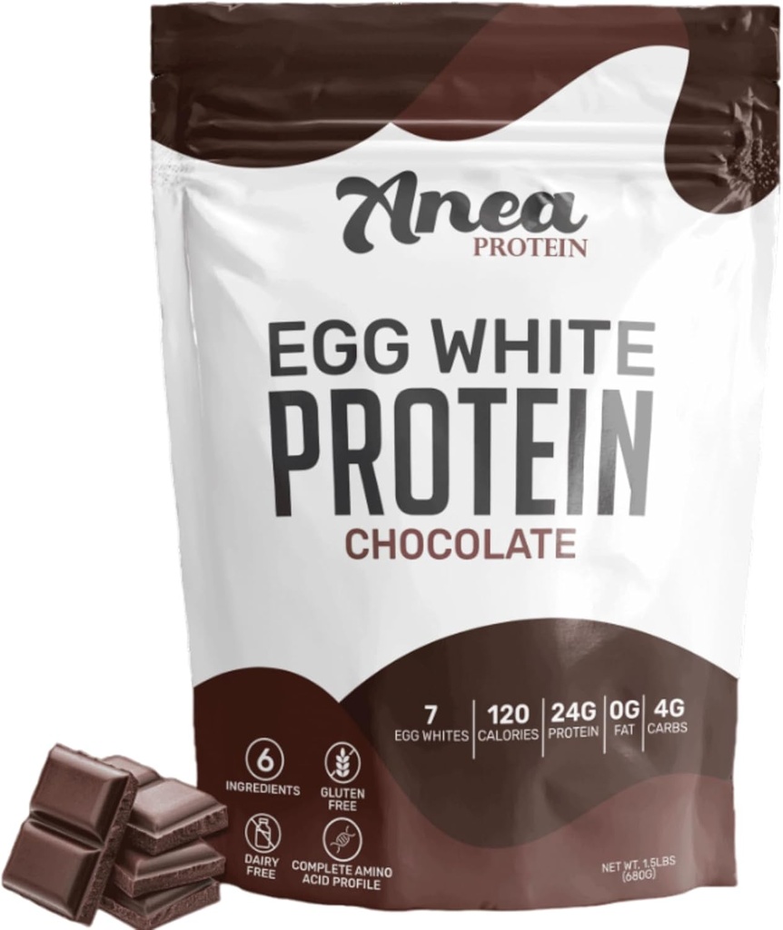 Anea Egg White Protein Powder | 25g Protein | Dairy Free | Gluten Free | Fettfri | Aminosyror | Högt biologiskt värde (1,5 pund (Pack av 1) (1,5 pund (Pack av 1), Choklad)