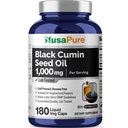 NusaPure Black Seed Oil 1000 mg per Serving 180 Softgel Capsules (Non-GMO, Vegetarian) Cold-Pressed Virgin Nigella Sativa. Hexane gratis