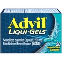 Advil Liqui-Gels Pain Reliever and Fever Reducer, Pain Medicine for Adults with Ibuprofeeni 200 mg for päänsärky, selkäkipu, kuukautiskipu ja nivelkipujen lievittäminen - 20 nestemäistä täytettyä kapselia