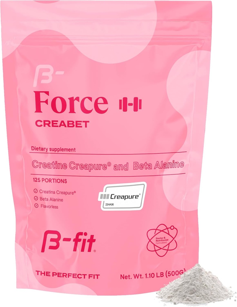 Creabet Creatine Monohydrate för kvinnor - Creapure - Kreatinmonohydratpulver med Beta-Alanine 500g - Pre Workout Supplement - 125 portioner +4 månaders leverans - Osmakad
