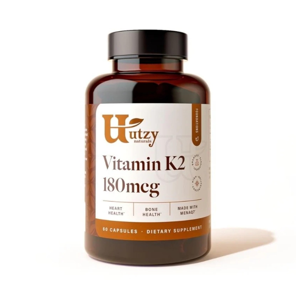 Utzy Naturals K2-vitamiini 180 mikrog MenaQ7®-muoto K2 . Made in USA 60 kapselia