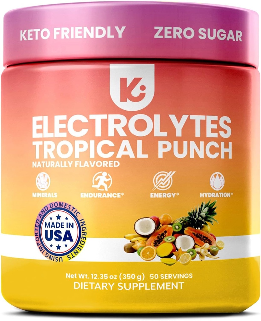 Keppi Keto Electrolytes Powder No Sugar - Sokerittomat Elektrolyytit - Valmistettu USA:ssa - Advanced Hydration, Performance & Recovery - Herkullinen Tropical Flavor - Mixes Helposti Ei Clumps