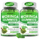Moringa Gummies för kvinnor män w / probiotisk gurkmeja Ginger Ceylon Cinnamon, sockerfri, organisk Moringa pulver kapslar alternativ, ren Moringa lämnar grön Superfood Supplement - Vegan, 120Cts