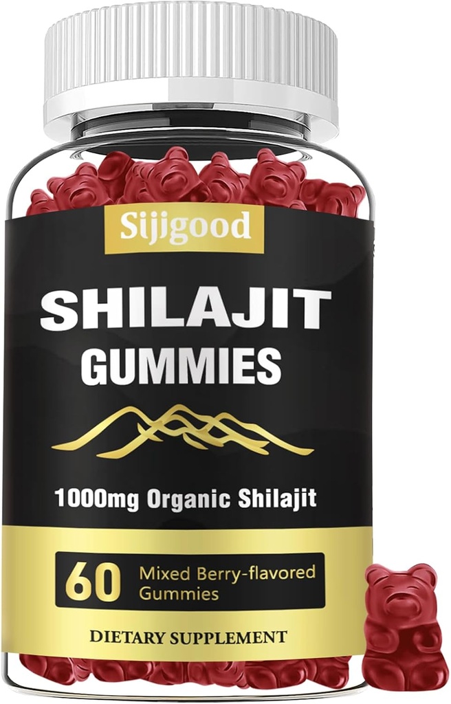 Shilajit Gummies med 85+ Trace Minerals Supplement, Shilajit för Män & Kvinnor - 60 Mixed Berry Flavored Gummies