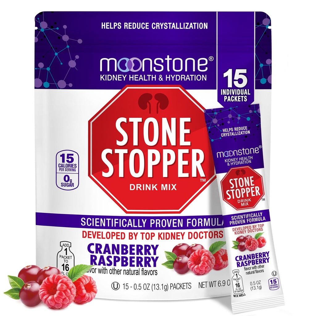 Moonstone Stopper Drink Mix, Karpalovadelma, Munuaisten kivi ehkäisy, kalsium oksilaatti suojelija, kehittänyt Urologit parantaa nesteytyksen ja tukea munuaisten terveyttä, 15 päivän tarjonta