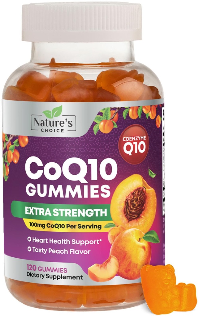 CoQ10 Gummies for Aikuinen - Coenzyme Q10 100mg Per Serving - 3X Strength, korkea imeytyminen Antioksidantti täydentää Heart Health Support & Energy Production - Co Q10 (Coq 10) Lisäravinteet - 120 Gummies