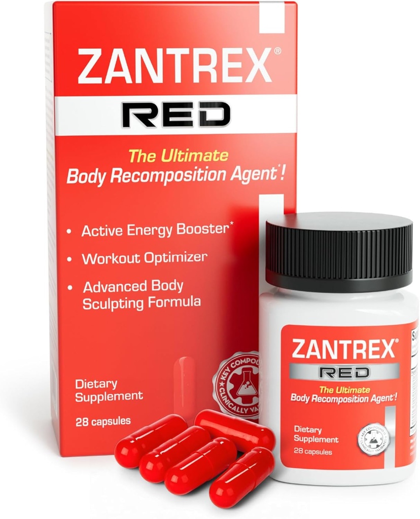 Zantrex Red Body Recomposition & Aktiivinen energia Booster täydentää ... tukee kehon veistos, lisääntynyt Focus & harjoitussuorituskyky 28 kapselia