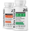 Youth & Tonic 15 Day Cleanse & Carb Matrix Support for Bloating, Gut & Metabolia Health, Break The Plateau, Tunne kevyempi & Energized, Colon Cleanser & Detox ACV, Glucomannan, Kromi, 60 pillereitä