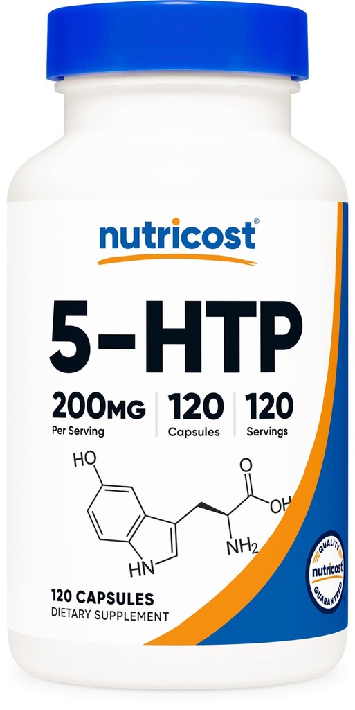 Nutricost 5- HTP 200mg, 120 Kasvissyöjäkapselit (5-hydroksitryptofaani) - ei-GMO & Gluteenittomat