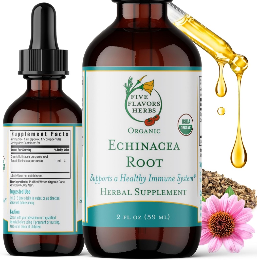 Echinacea Root Tincture - Immunomy System Support, for Bites, Stings & Wounds, Milky Oat, Herbal Supplement - 2 Fl Oz