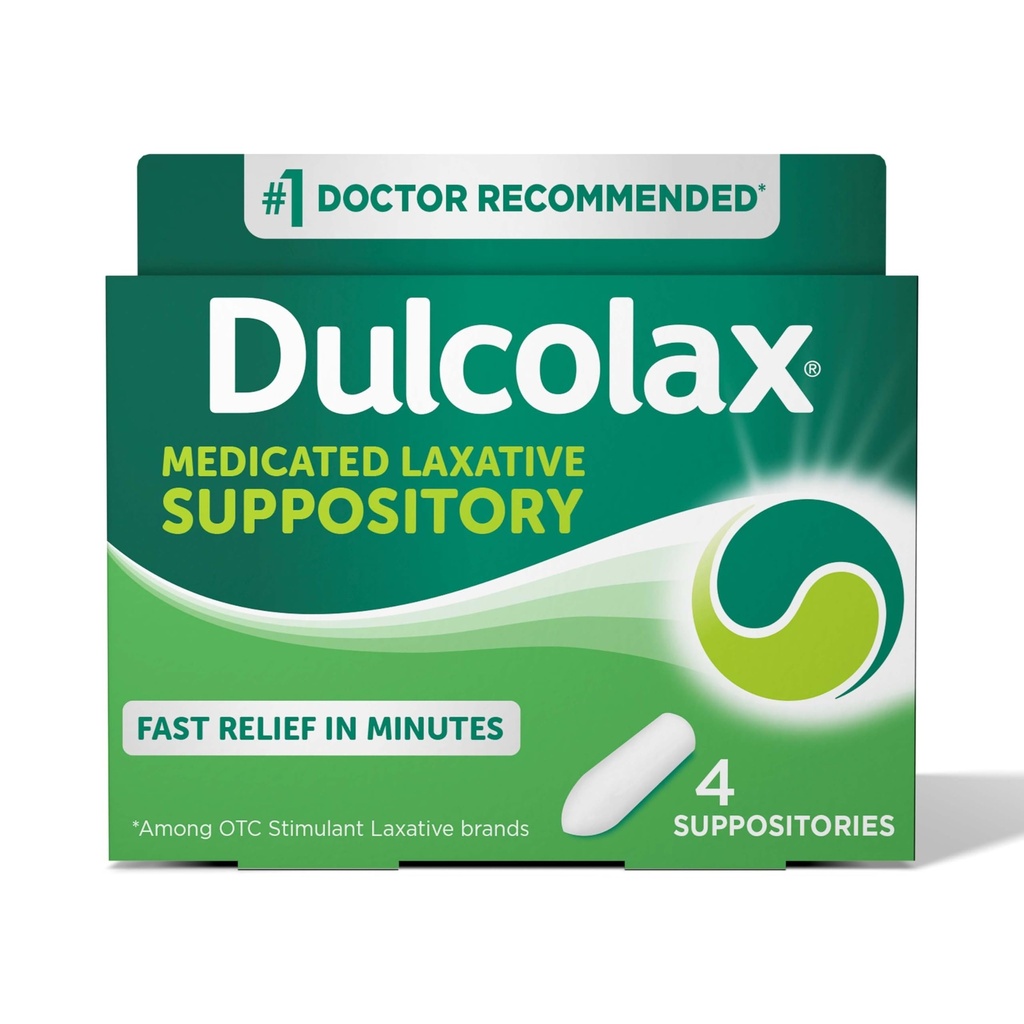 Dulcolax Stimulant Laxative Medicinal Suppositories, Ennaktiivinen ja tehokas Ummetus Relief, Bisacodyl 10 mg, 4