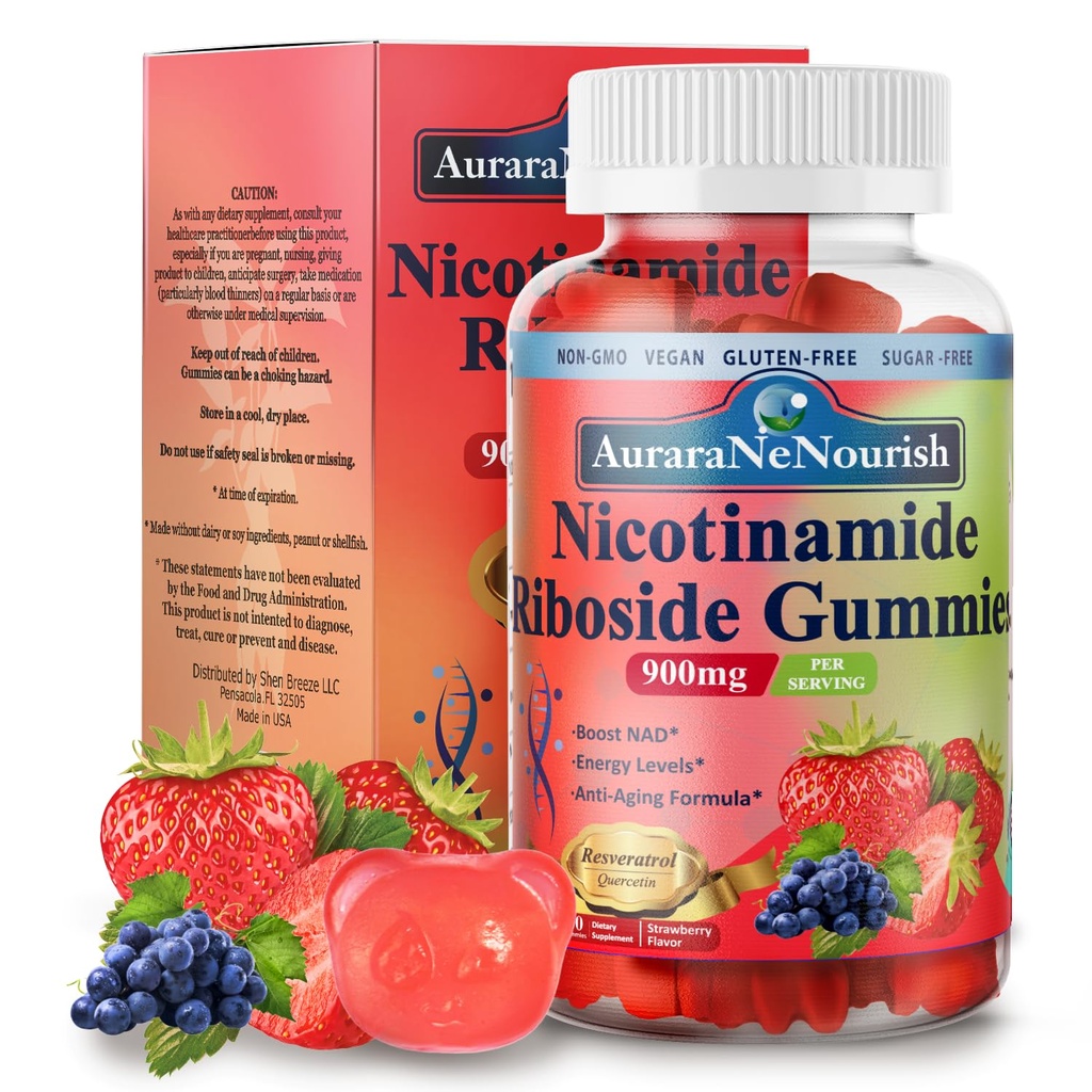 NAD Sugar-free, NAD Nikotinamidi Riboside Resveratrol 900 mg w. Quercetin, Collagen Biotin & Vitamiin, High Potency NAD Resveratrol lisäravinteet anti ikääntyminen, energia, Focus