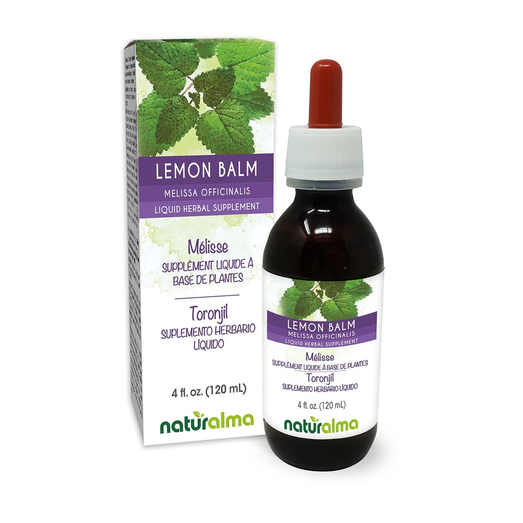 Naturalma Lemon Balm (Melissa officinalis) Leaf Alcohol-Free Tincture - 4 fl oz Liquid Extract in Drops - Kasviperäisten täydentää - Vegan