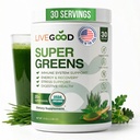 LiveGood Super Greens Powder Organic Superfood Wheat Grass Powder, Daily Superfood Powder for Immunosupport, Energy and Detox, Green Juice Powder Supplement (30 Servings), 12.38 Oz