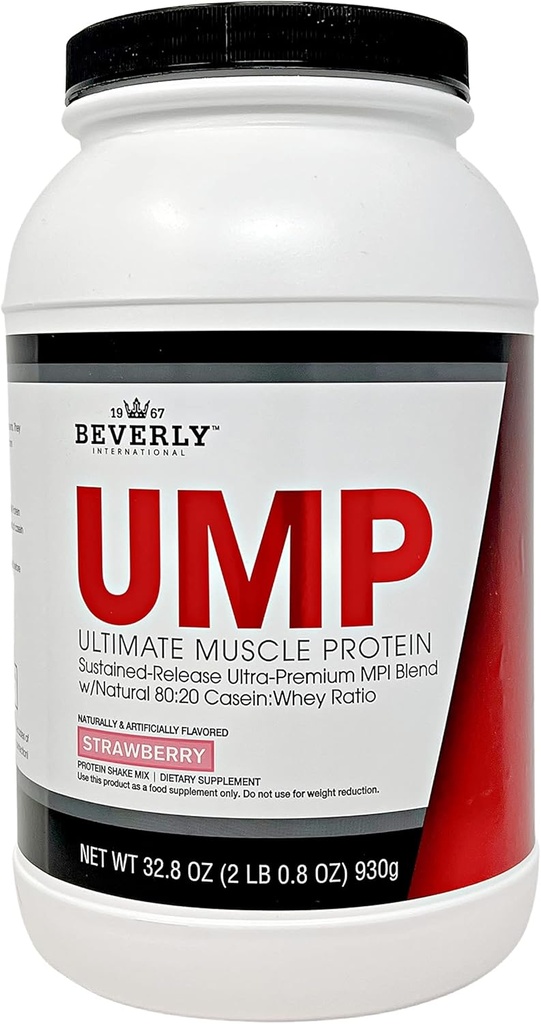 Beverly International UMP Protein Powder, Mansikka. Ainutlaatuinen Whey-Casein Ratio Rakentaa Lean Muscle. Helppo kaivaa. Ei Bloat. (32,8 oz) 2lb .8 oz
