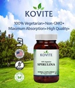 Spirulina-kapselit - 90 kasvikapselia - sisältää 450 mg orgaanista spirulinajauhetta - Kosher & Vegan