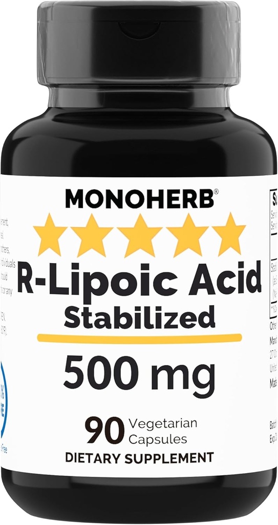 R-lipoiinihappo 500 mg - 90 Veg-kapselia - vakaa R- Alpha-lipoiinihappo