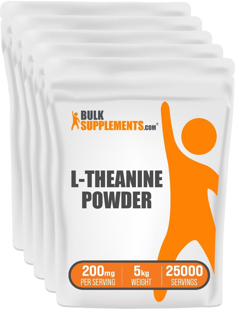 BulkSupplements.com L-Theanine Powder - L-Theanine Supplement, L-Theanine 200mg - Amino Amino Supplement, Pure & Gluteeniton, 200mg per Serving, 5kg (11 lbs) (Pack of 5)