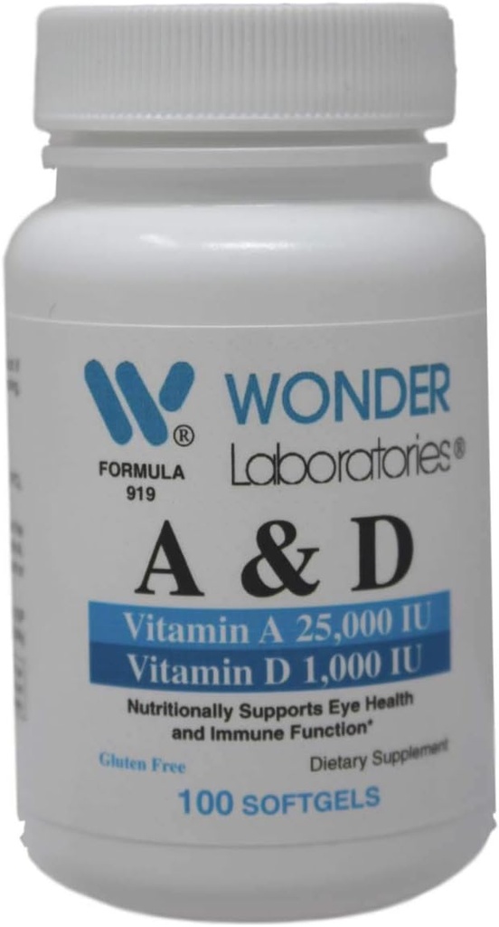 Wonder Laboratories Vitamin en 25 000 IE från Cod Liver Fish Oil + Vitamin D3 1000 IU