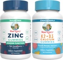 MaryRuth Organics Sinkki (Tart Vadelma) & K2-vitamiini + D3 Kalsium Gummies (Peach Mango & Aprikoosi) 