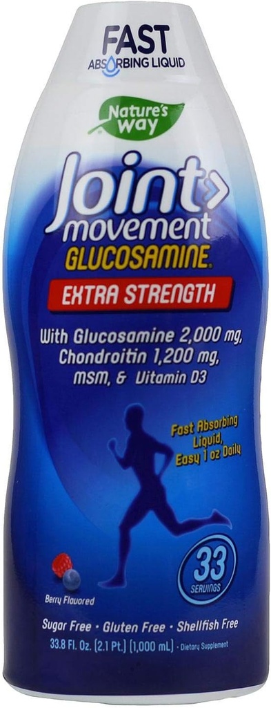 Nature's Way Extra Strength Yhteisliike Glukosamiini Natural Berry Flavor 33,8 fl oz ea (2-pakkaus)