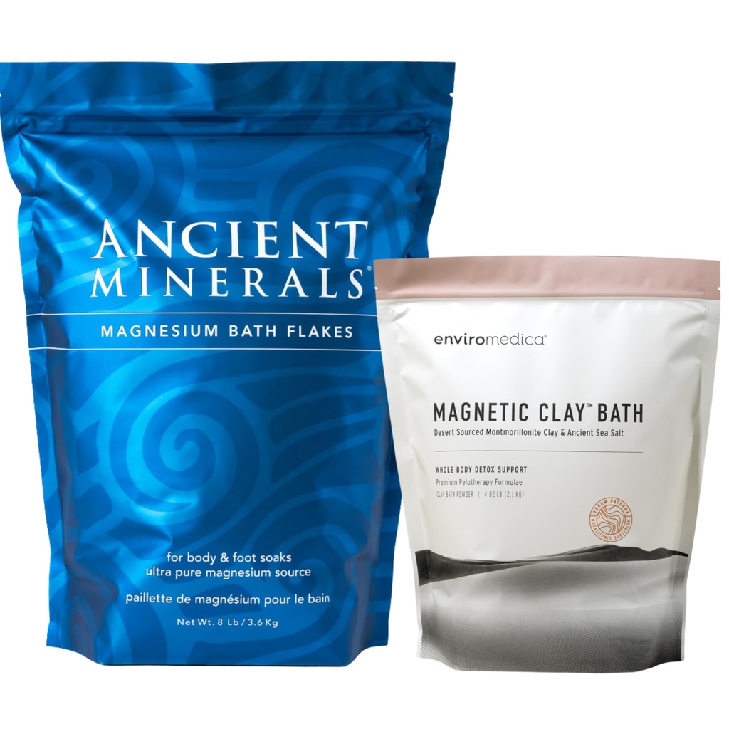 Forntida mineraler Magnesium Bath Flakes - Enviromedica Magnetic Clay - Pure Genuine Zechstein Chloride - Natural Detox med Natrium och Kalcium Bentonite Clay Powder