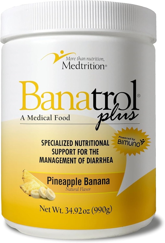 Medtrition Banatrol® Natural Anti-Diarrheaal prebiootteja, helpotus kroonisesta ripulista, IBS, toistuva ripuli, kliinisesti tuettu lääketieteellinen ruoka, ei-kosteuttava 90 tarjoilua (Pineapple)