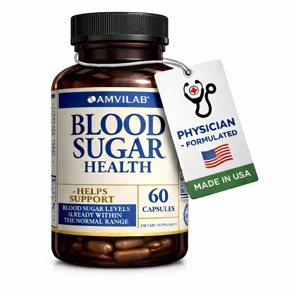 Blodsocker hälsa Naturliga 20 örter och vitaminer med kanel, Alpha Lipoic Acid för att stödja hälsa, icke-GMO, för män kvinnor, stöder hälsosam energinivåer - 60 växtbaserade piller - 30 dagars leverans