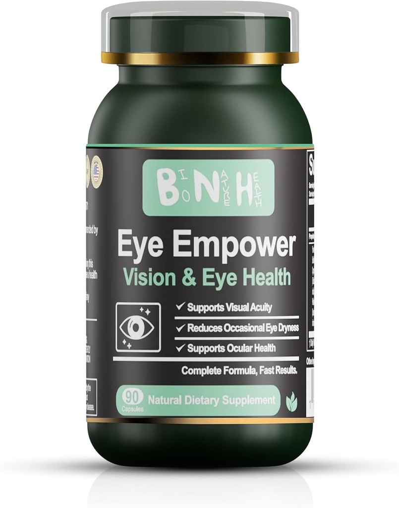 Eye Empower - Blue Light - Blury Vision - Suojaus kuiville ärtyneille kutiaville silmille - Floaders - Väsymys - Silmän ja kaulan tuki - Degeneraatio - Todistetut ravinteet - Verkkokalvon ja Corneal - 90
