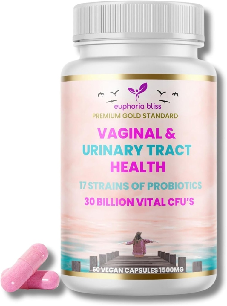 Naisten emätinprobiootit pH-tasapaino, prebiootit ja probiootit Blend, luonnollinen emätinterveys ja virtsatie täydentää karpalo, valkosipuli & enemmän, terve emätin Flora & Odor, 60 vegaaninen Caps