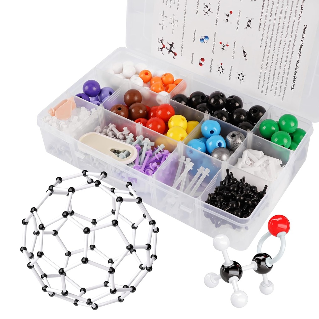 Molecular Model Kit, 444 Pcs Organic Molecular Chemistry Set, Atom Element Model Kit for Lessons in Chemistry, Molecular Structures Building Kit, Ochem Science Lahja opettajille ja opiskelijoille