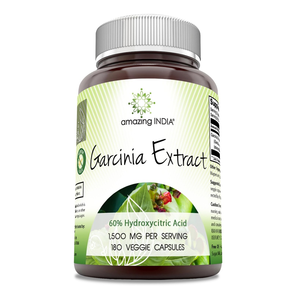Amazing India Garcinia Extract Supplement ... 1500 Mg per tarjoilu... 180 kasviskapselia...