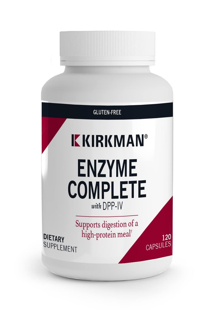 Kirkman - Enzyme Complete/DPP-IV - 120 kapselia - Voimakas digestiivinen apu - laajaspektrinen digestiivinen Enzyme - hypoallerginen