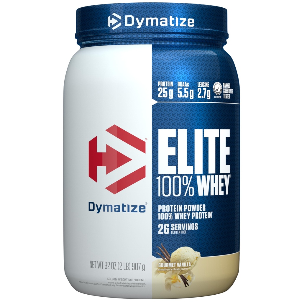 Dymatize Elite 100% Whey Protein Powder, L-leusiini, nopea absorbing & Fast Digesting Optimaalinen lihasten Recovery, Gourmet Vanilla, 32 Oz
