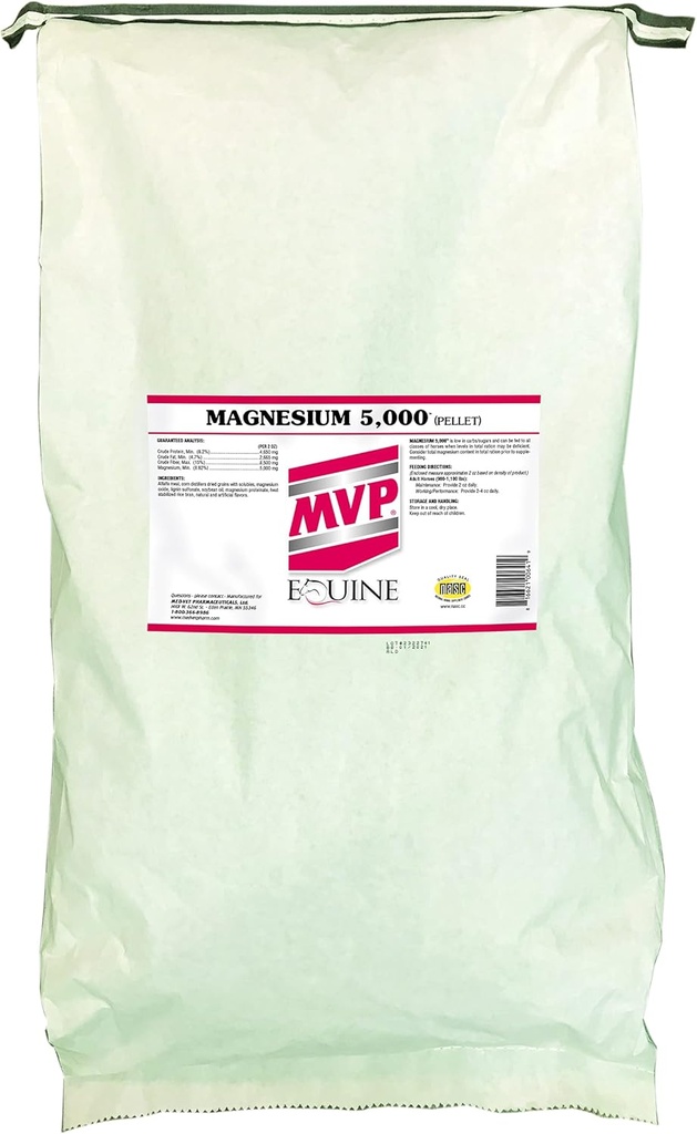 MVP Magnesium 5.000 (50lb väska) Kalmning / metabolism / muskelfunktionsstöd för hästar