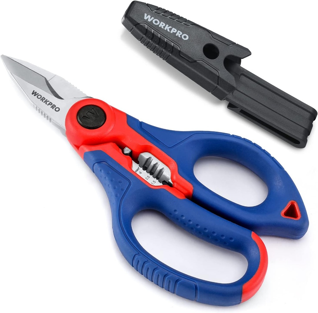 WorkPro Stainless Electricians Sakset, 6,4" Professional Electrician Shears Wire Stripper Soft Cable (ei sovellu sukeltamiseen)