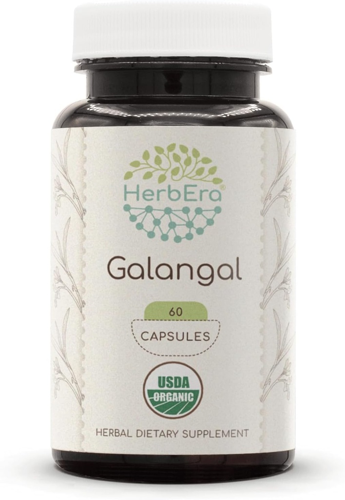 HerbEra Galangal USDA Organic 60 kapselia ...Luonnollinen kasvislisä...