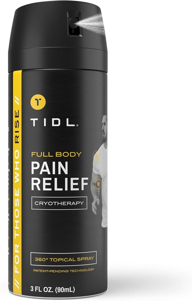 TIDL Cryotherapy Pain Relief Spray, 3 Oz, Targeted Neck Pain, Joint & Muscle Pain Relief, Organic, Plant-Based Menthol, Instant Cooling för artrit, Back & Knee Pain