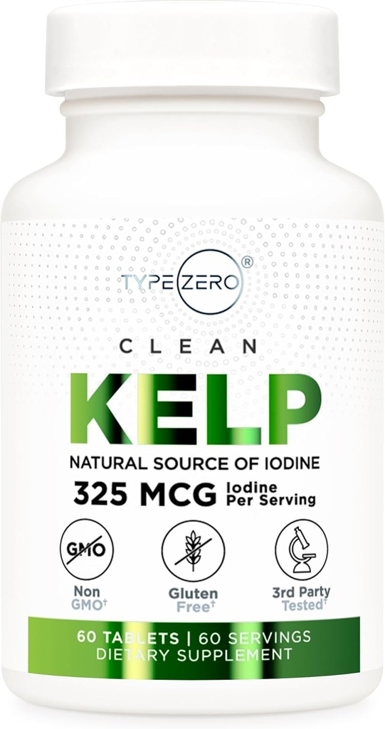Tyyppi Zero Clean Kelp Jodi Tabletit (60 Servings, 325 MCG Per Serving) - Luonnollinen lähde Jodi Sea Kelp, ei-GMO, Gluteeniton