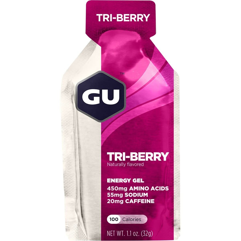 GU Energy Original Sports Nutrition Gel 8-Count Vanilla Bean och 8-Count Tri-Berry Bundle med Amino Acids och Electrolytes