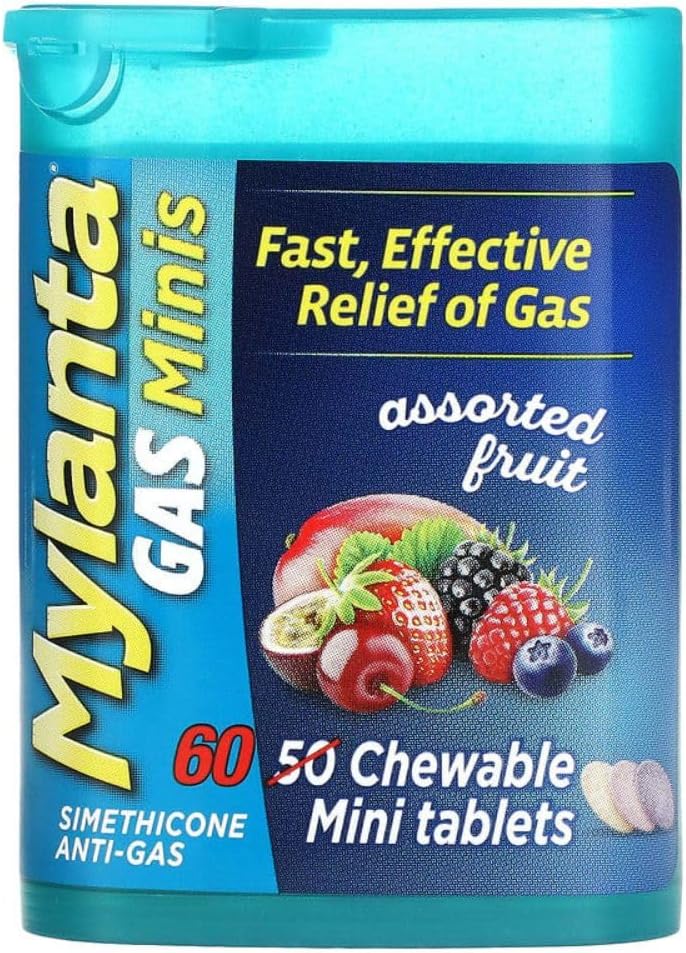 Mylanta Gas Relief Tablets, Gas Minis, Assorted Fruit, 60
