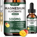 Magnesium Glycinate Supplement, Magnesiumnesteen tippa magnesium Glycinate 500 mg Ashwagandha, L - Theanine, kamomilla - Tuki Stressi Relief, luu, lihas, Mood Vegan Natural Mango Flavor