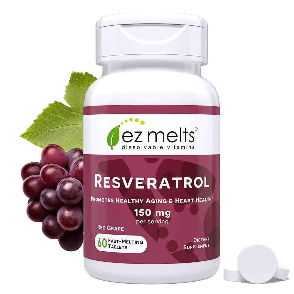 EZ Sulat Disolveble Resveratrol Supplement 150 mg, sokeriton, yhden kuukauden toimitus - 1 pakkaus