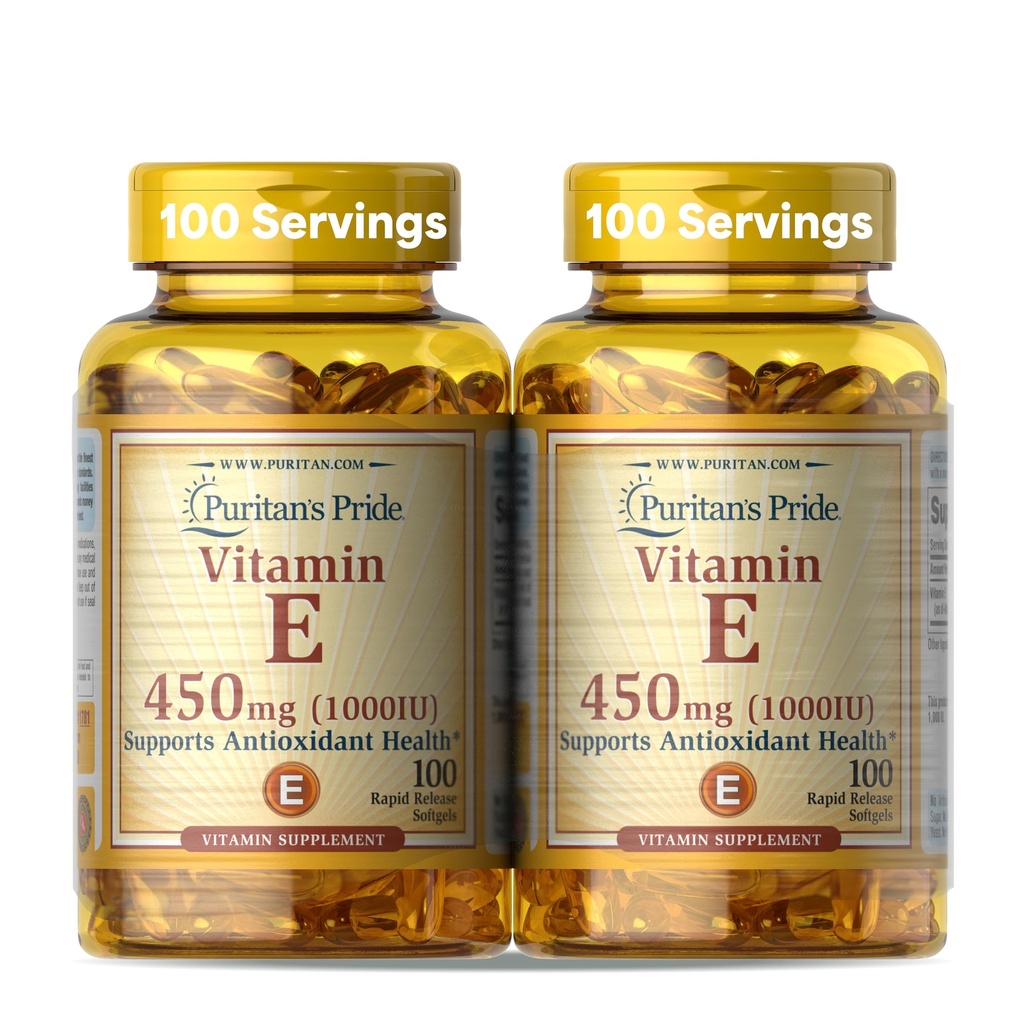 Puritanin Pride-vitamiini E-450 mg (10 000 IU), vitamiini täydentää immuunijärjestelmän toimintaa ja antioksidanttien terveystuki, 100 nopea julkaisu Softgels, 2 pakkaus