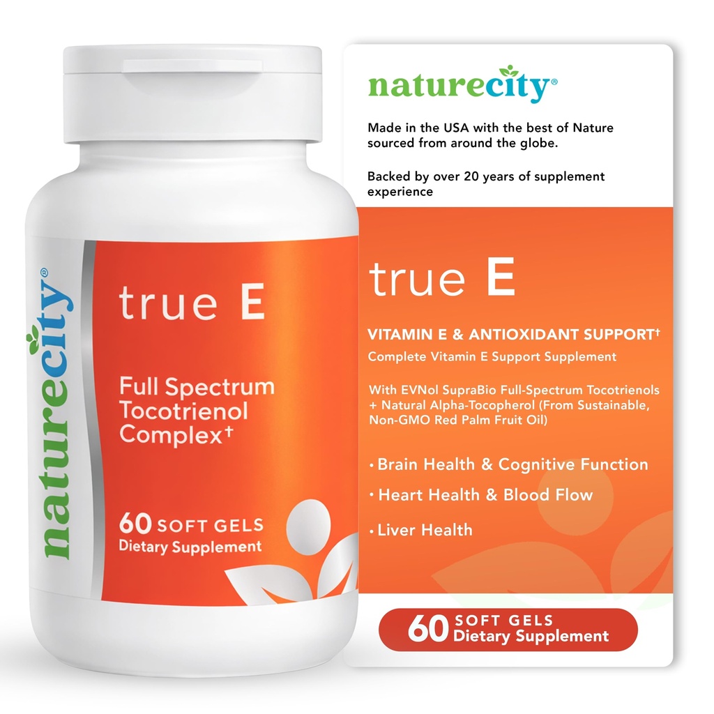 NatureCity True-E Full Spectrum Tokotrienolit E-vitamiini & Natural Alpha Tokoferoli Sustainable E-vitamiini Tokotrienolit E-vitamiini Suprabio ...