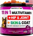 Hund Multivitamin Chewable med Glukosamin - Hund Vitaminer och tillskott, Senior & Puppy Multivitamin för hundar - Pet Chondroitin Hip och Joint Support Health, Immune Booster, Hud, Hjärta, Probiotika