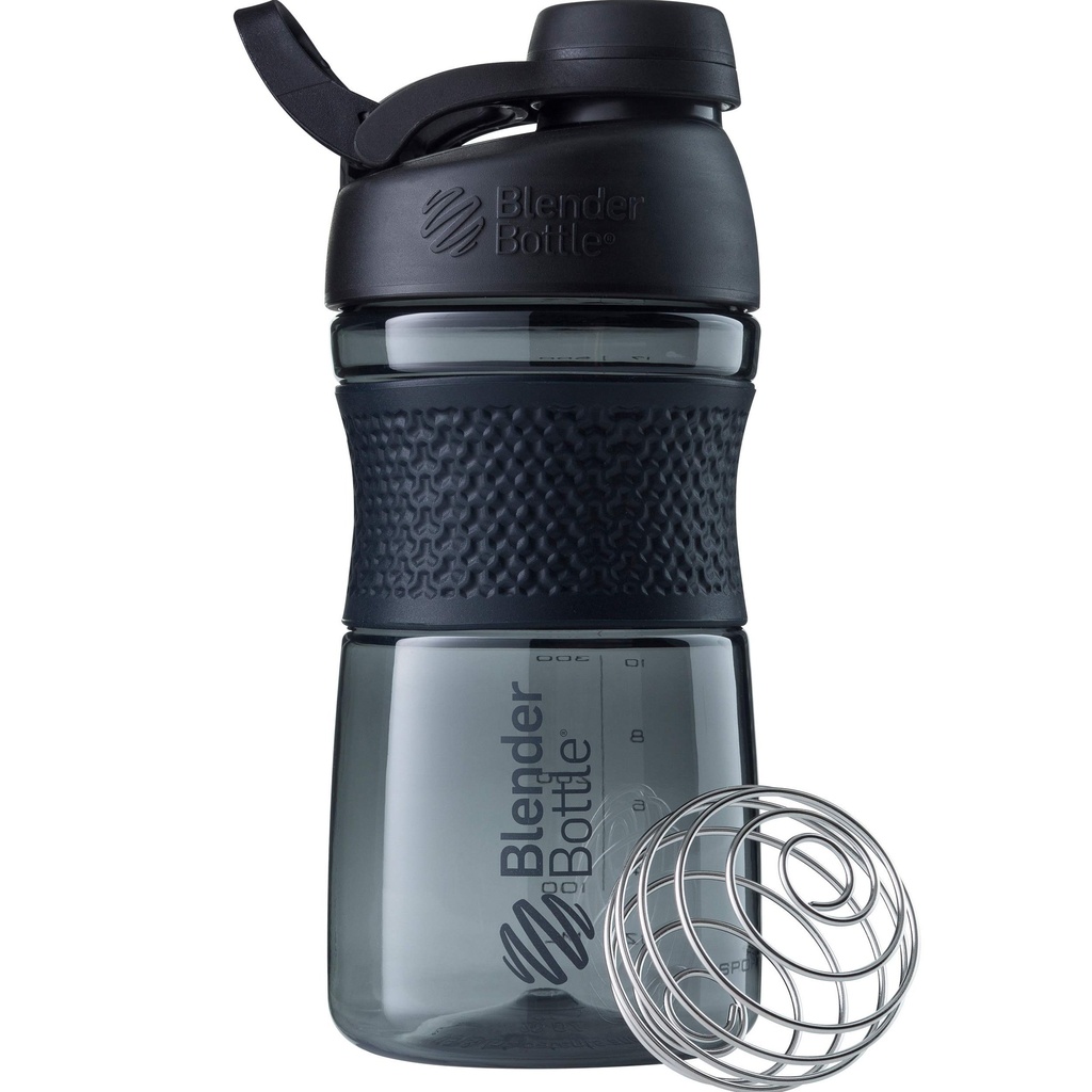 BlenderBottle SportMixer Shaker Bottle Täydellinen proteiini Shakes ja pre harjoitus, 20-Ounce, musta